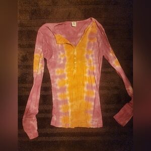 Lucky Brand Pink and Orange Fitted Long Sleeve